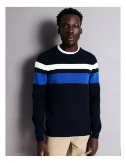 Blaq Hugo Engineered Stripe Knit In Navy -Coats Sales Store 956606590 3 720x928