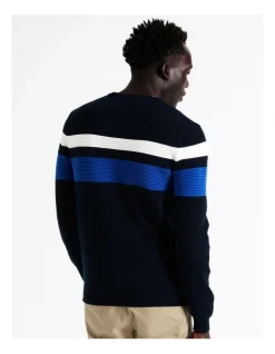 Blaq Hugo Engineered Stripe Knit In Navy -Coats Sales Store 956606590 6 720x928