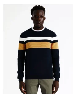 Blaq Hugo Engineered Stripe Knit In Beige