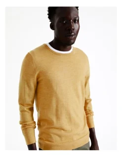 Blaq Australian Merino Crew Neck Knit In Beige