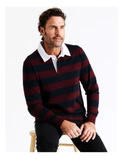 Reserve Clyde Stripe Rugby Top In Red -Coats Sales Store 956984050 3 720x928