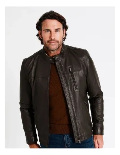 Reserve Hindley Stand Collar Leather Jacket In Brown 12 Reserve Hindley Stand Collar Leather Jacket In Brown -Coats Sales Store 956987830 4 720x928