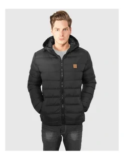 URBAN CLASSICS Hooded Bubble Jacket In Black