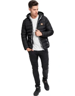 URBAN CLASSICS Hooded Bubble Jacket In Black -Coats Sales Store 959635720 7 720x928
