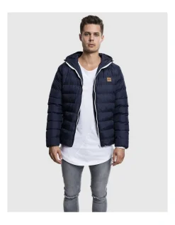 URBAN CLASSICS Hooded Bubble Jacket In Navy -Coats Sales Store 959635900 5 720x928