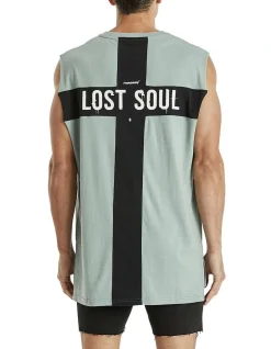 KSCY Join Step Hem Muscle Tank Top In Sage