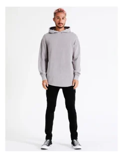 Kenji Apollo Acid Wash Scoop Hem Hooded Pullover In Purple