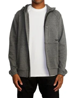 RVCA Tech Zip-Up Fleece Hoodie In Grey -Coats Sales Store 960491170 5 720x928
