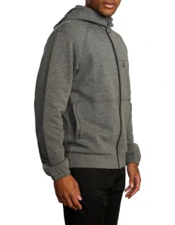RVCA Tech Zip-Up Fleece Hoodie In Grey -Coats Sales Store 960491170 6 720x928