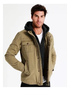 Maddox Silas Hood Jacket In Beige