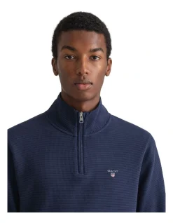Gant Waffle Half Zip Sweat In Evening Blue -Coats Sales Store 961716160 3 720x928