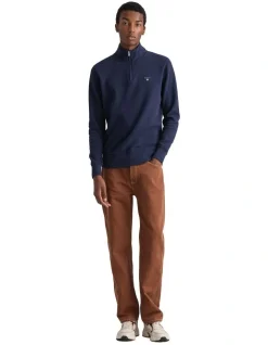 Gant Waffle Half Zip Sweat In Evening Blue -Coats Sales Store 961716160 4 720x928