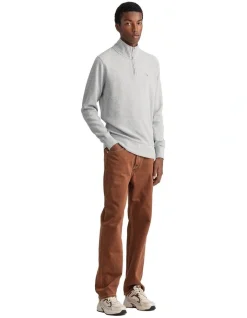 Gant Waffle Half Zip Sweat In Light Grey Melange -Coats Sales Store 961716250 4 720x928