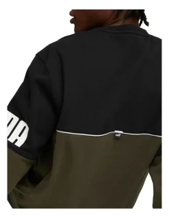 Puma Power Colorblock Crew Fleece In Green -Coats Sales Store 962252200 4 720x928