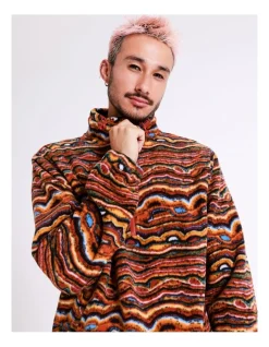 Warlukurlangu Artists X Kenji Mina Mina Jukurrpa Ngalyipi Printed 1/4 Zip Sweat In Orange -Coats Sales Store 965547370 5 720x928