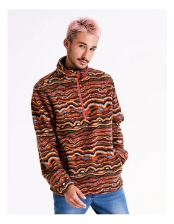 Warlukurlangu Artists X Kenji Mina Mina Jukurrpa Ngalyipi Printed 1/4 Zip Sweat In Orange -Coats Sales Store 965547370 6 720x928