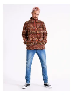 Warlukurlangu Artists X Kenji Mina Mina Jukurrpa Ngalyipi Printed 1/4 Zip Sweat In Orange -Coats Sales Store 965547370 7 720x928