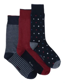 Blaq TP Spots & Stripes 3 Pair Pack Patterned Socks In Multi