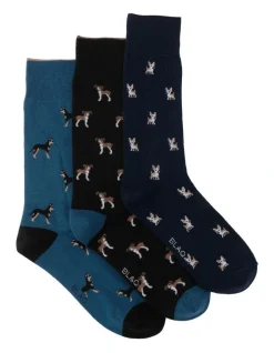 Blaq TP Patterned Crew Length Socks 3 Pair Pack In Multi