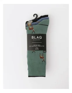 Blaq TP 3 Pair Pack Patterned Crew Length Socks Woodland Designs In Assorted Colours -Coats Sales Store 965998360 2 720x928