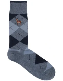 Blaq TP Deer Crew Length Socks In Blue
