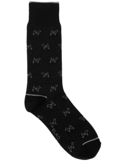 Blaq TP Textured Dog Crew Length Socks In Black