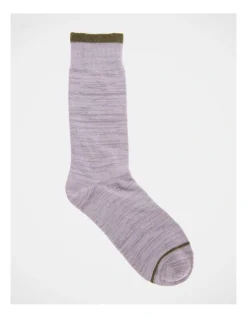 Kenji 1 Pair Random Plated Crew Length Socks In Grey/Green Tip