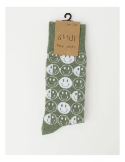 Kenji 1 Pair Smiley Crew Length Socks In Green -Coats Sales Store 966001420 3 720x928