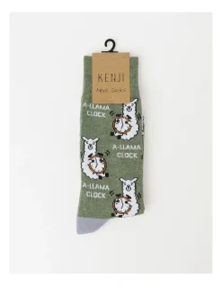 Kenji 1 Pair A-Llama Clock Crew Length Socks In Green -Coats Sales Store 966002050 3 720x928