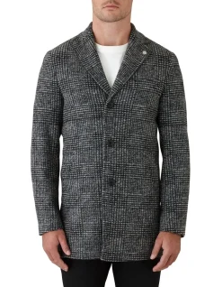 Gibson Mercury Slim Fit Overcoat In Black/White