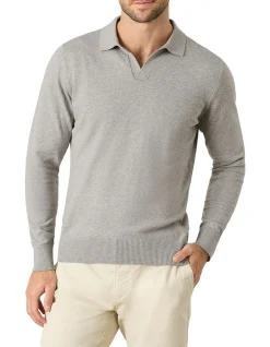 MJ Bale Carter Long Sleeve Polo In Grey