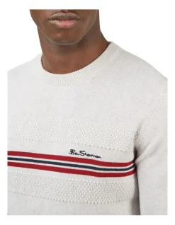 Ben Sherman Chest Stripe Crew Knit In Ivory -Coats Sales Store 970815160 4 720x928