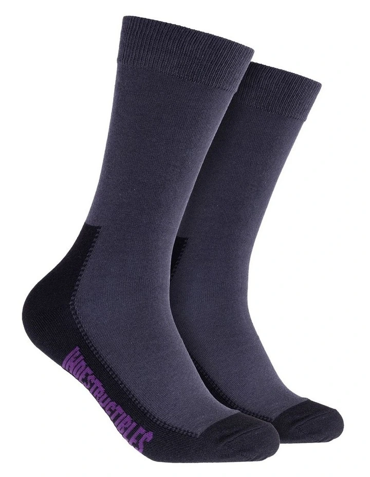 Mitch Dowd 2 Pack Plain Cotton Indestructibles Crew Socks In Multi 4 Mitch Dowd 2 Pack Plain Cotton Indestructibles Crew Socks In Multi - Image 2