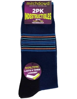 Mitch Dowd 2 Pack Plain Cotton Indestructibles Crew Socks In Blue -Coats Sales Store 970982380 4 1 720x928
