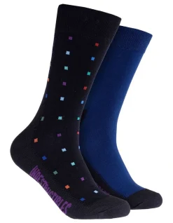 Mitch Dowd 2 Pack Plain Cotton Indestructibles Crew Socks In Multi