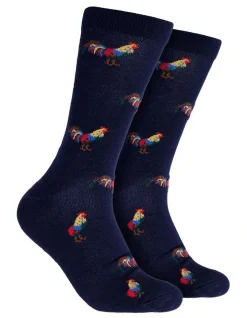 Mitch Dowd Rowdy Roosters Bamboo Comfort Crew Socks In Navy
