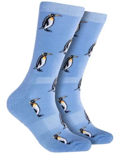 Mitch Dowd Penguin Bamboo Comfort Crew Socks In Blue