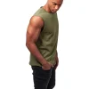 URBAN CLASSICS Open Edge Sleeveless Tee In Olive