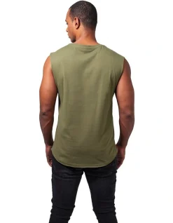URBAN CLASSICS Open Edge Sleeveless Tee In Olive 11 URBAN CLASSICS Open Edge Sleeveless Tee In Olive -Coats Sales Store 974337400 3 720x928
