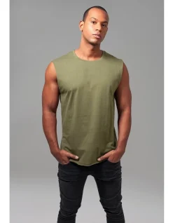 URBAN CLASSICS Open Edge Sleeveless Tee In Olive 12 URBAN CLASSICS Open Edge Sleeveless Tee In Olive -Coats Sales Store 974337400 4 720x928