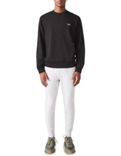 Lacoste Essential Non Brushed Crew Sweat Top In Black