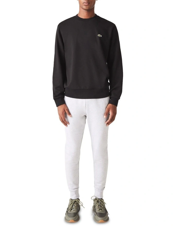 Lacoste Essential Non Brushed Crew Sweat Top In Black 3 Lacoste Essential Non Brushed Crew Sweat Top In Black