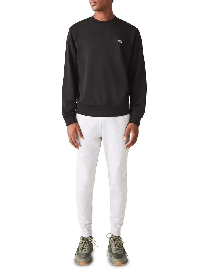 Lacoste Essential Non Brushed Crew Sweat Top In Black 4 Lacoste Essential Non Brushed Crew Sweat Top In Black - Image 2