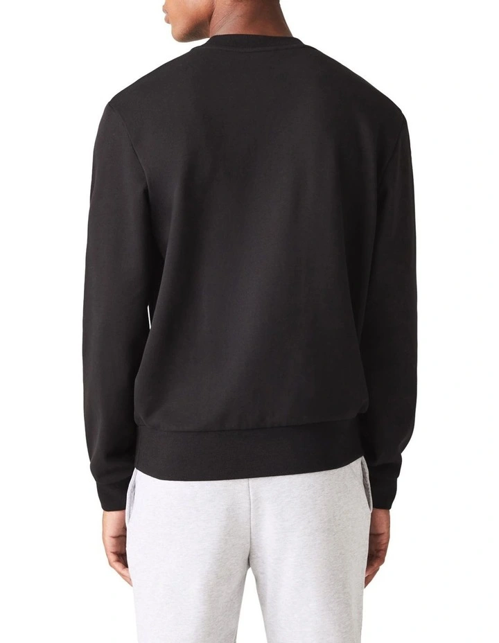 Lacoste Essential Non Brushed Crew Sweat Top In Black 5 Lacoste Essential Non Brushed Crew Sweat Top In Black - Image 3