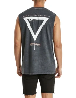 Nena & Pasadena Unbreakable Rocker Fit Muscle Tee In Grey