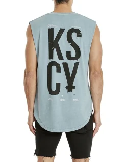 KSCY Galleon Dual Curved Muscle Tee In Grey
