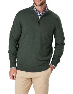 Gazman High Flex Half Zip Knit In Green