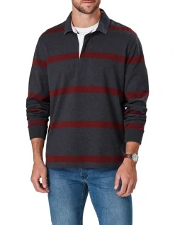 Gazman Bretton Stripe Rugby Charcoal