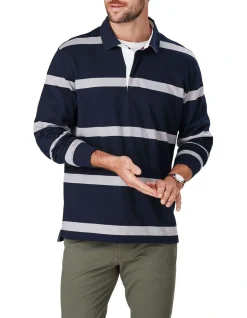 Gazman Bretton Stripe Rugby In Navy