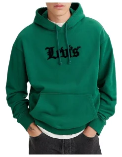 Levi's Relaxed Fit Graphic Hoodie In Olde English Evergreen -Coats Sales Store 978554080 2 720x928